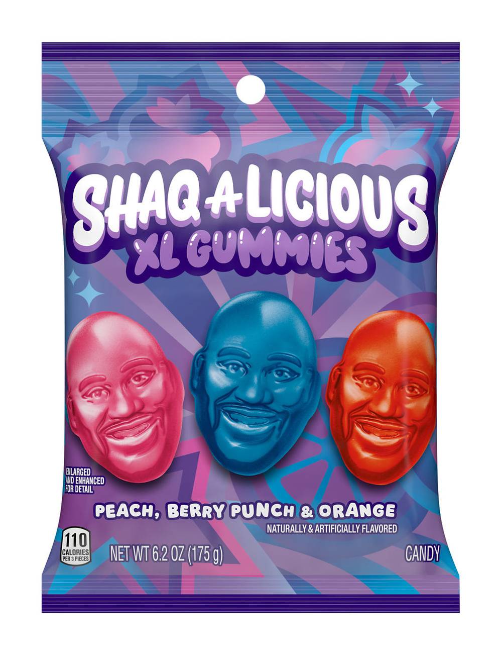 Shaq-A-Licious Original Xl Gummies Candy, Peach-Orange-Berry Punch (6.2 oz)