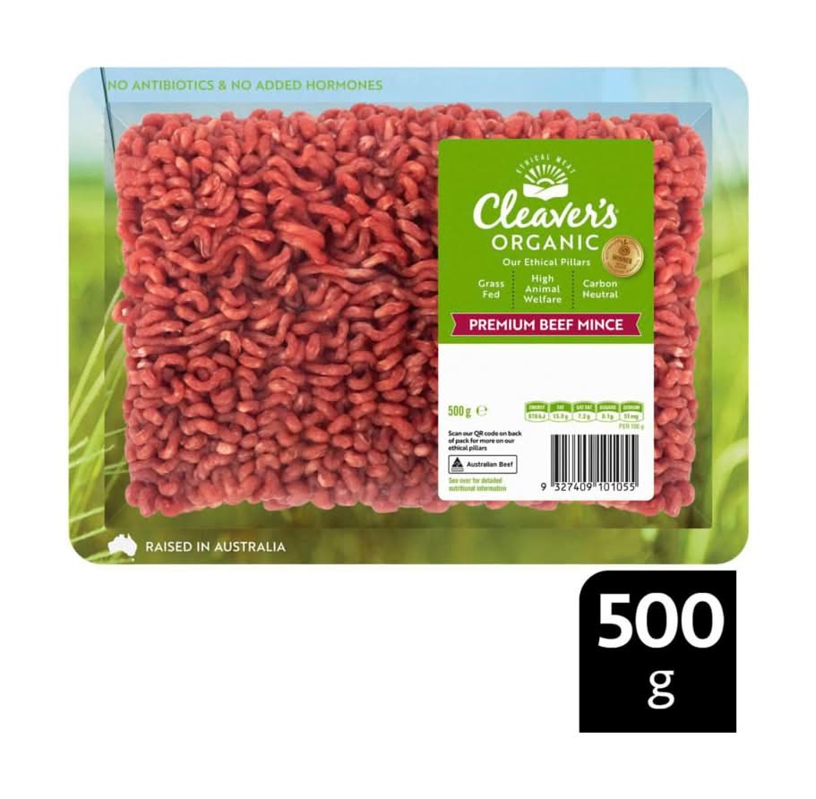Cleaver's Organic Grass-Fed Premium Beef Mince (500g)