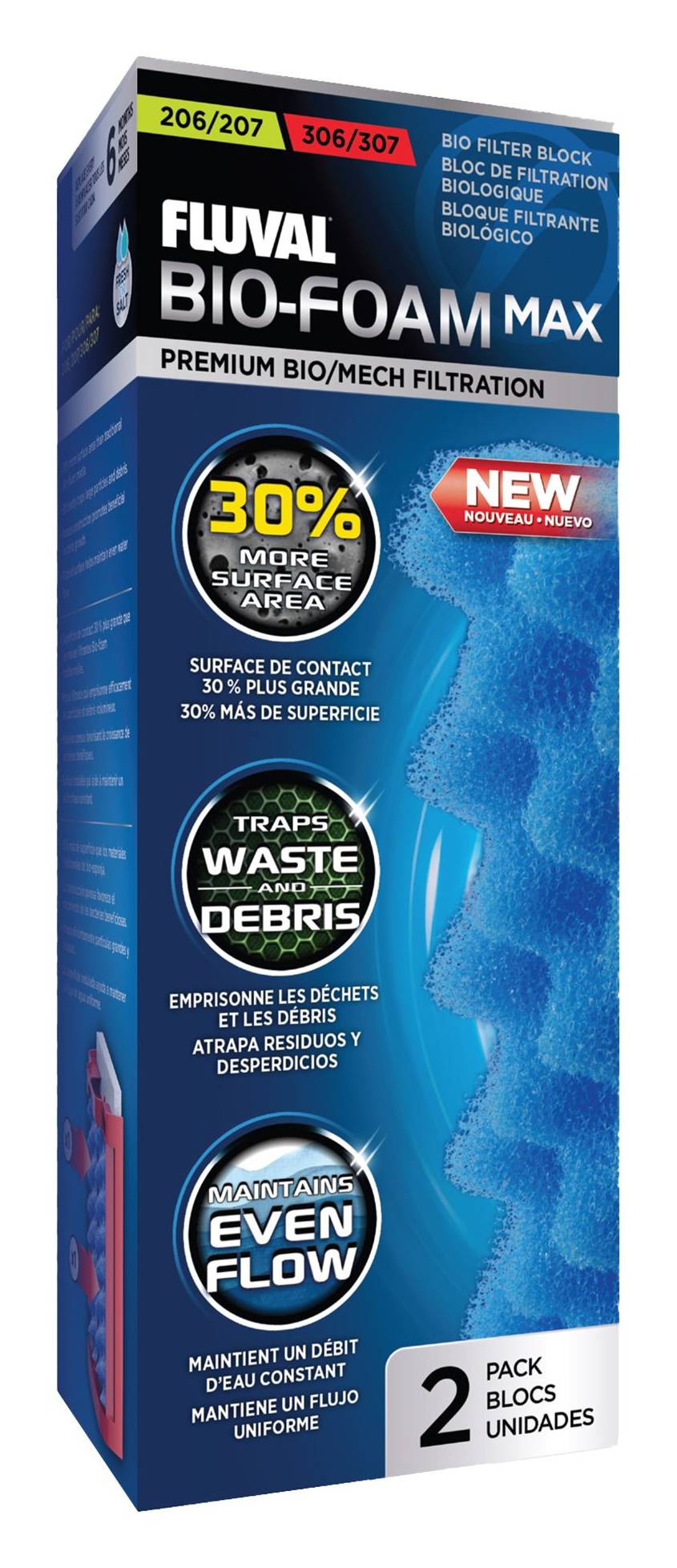 FLUVAL 207/307 & 206/306 Bio-Foam Max Filter Pad (2 ct)