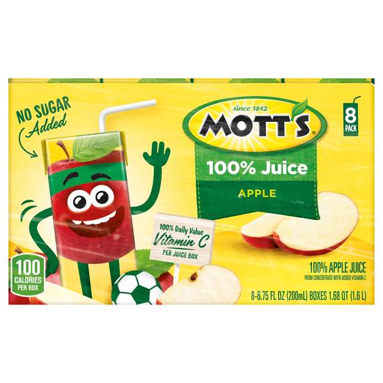 Mott's 100% Apple Juice (8 ct, 6.75 fl oz)