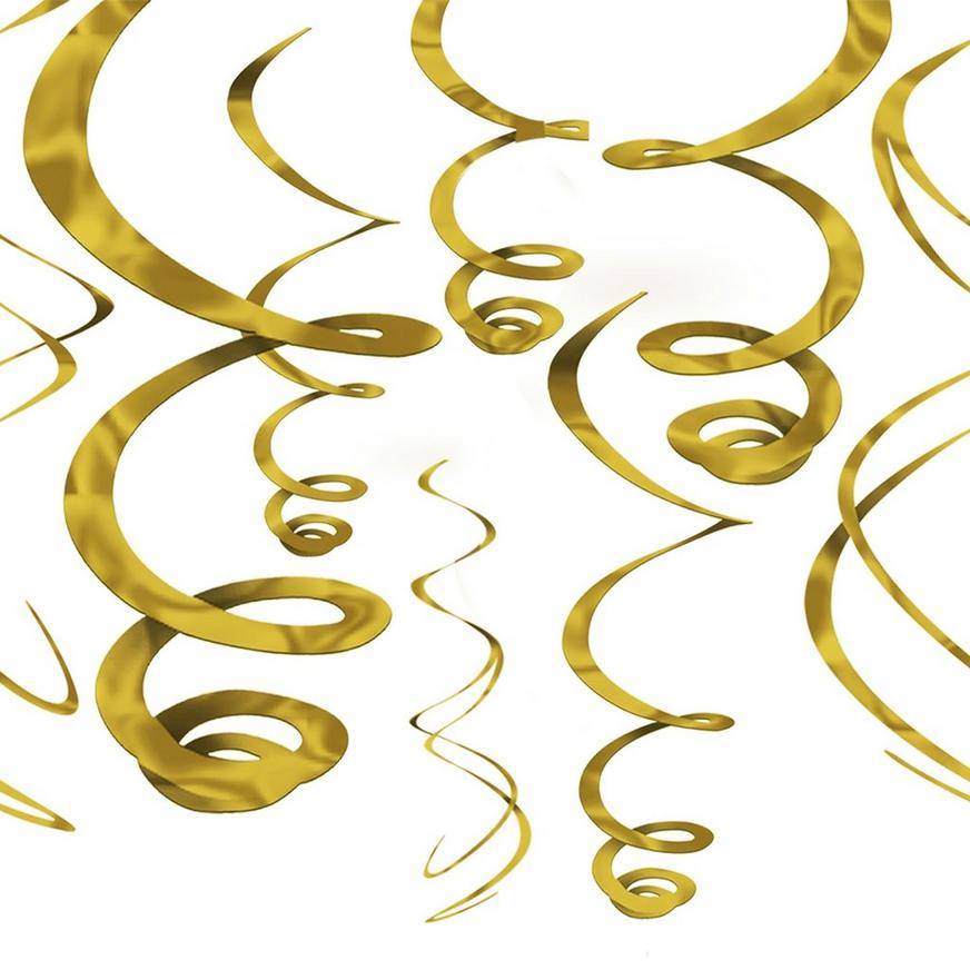 Party City Swirl Decorations, Gold (12 ct)