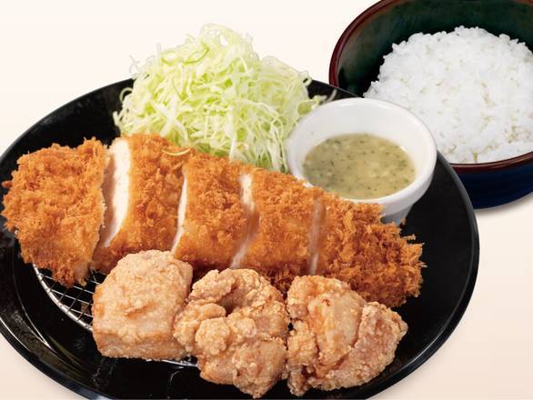 肉厚チキンムネかつ＆唐揚げ定食