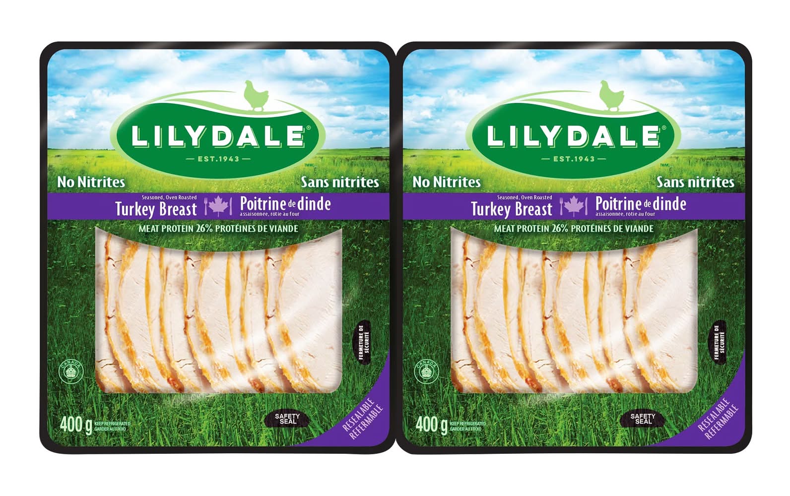 Lilydale - Poitrine De Dinde En Tranches, 2 × 400 G / Lilydale Sliced Turkey Breast, 2 × 400 G