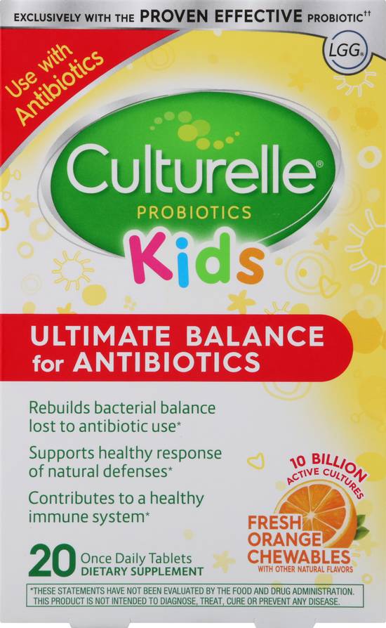 Culturelle Kids Ultimate Balance Probiotic For Antibiotics Orange Tablets (20 ct)