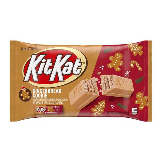 Order KIT KAT Gingerbread Cookie Miniatures Gingerbread Flavored Creme Coated Wafer Candy Bars, Holiday, 6.9 oz Bag food online from CVS store, NESQUEHONING on bringmethat.com