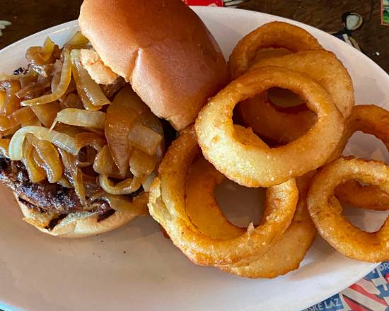 Order Mount Saint Onions Burger #17 food online from Lindburgers store, Jupiter on bringmethat.com