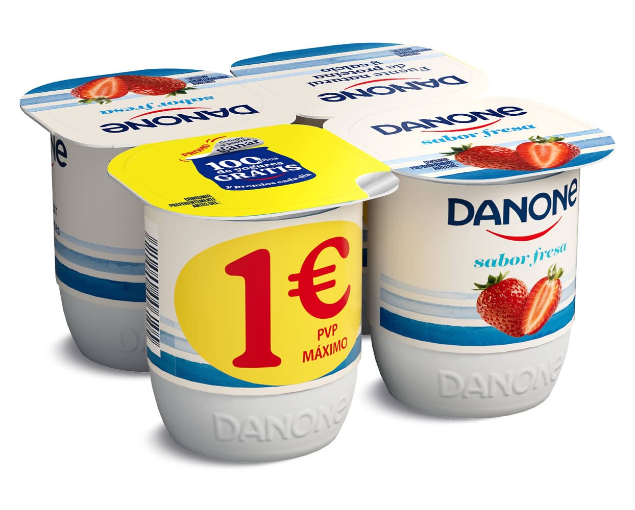Yogur Sabor Fresa Danone Pack 4 X 120 G