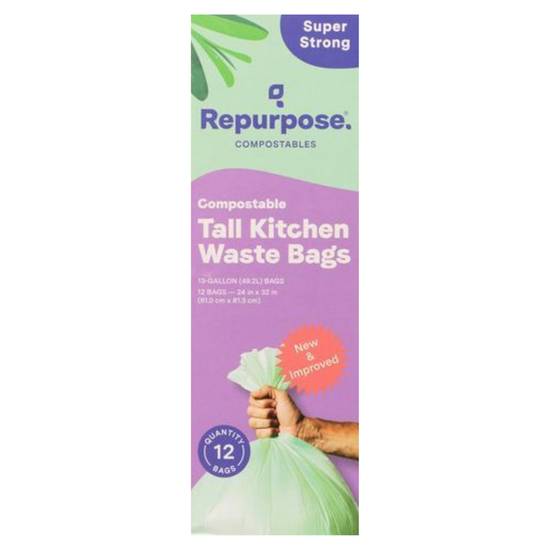 Repurpose Extra Strong Compostable Tall Kitchen 13gal Bags (12 ct)