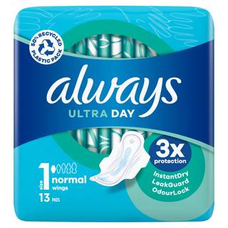 Always Ultra Sanitary Towels Normal (Size 1) Wings X13 Pads