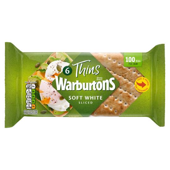 Warburtons Family Bakers 6 Thins Soft White Sliced