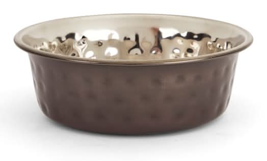 EveryYay Dining in Hammered Black Stainless Steel Dog Bowl