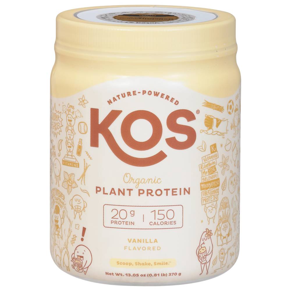 Kos Organic Vanilla Flavored Plant Protein (13.1 oz)
