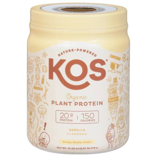 Kos Organic Vanilla Flavored Plant Protein (13.1 oz)