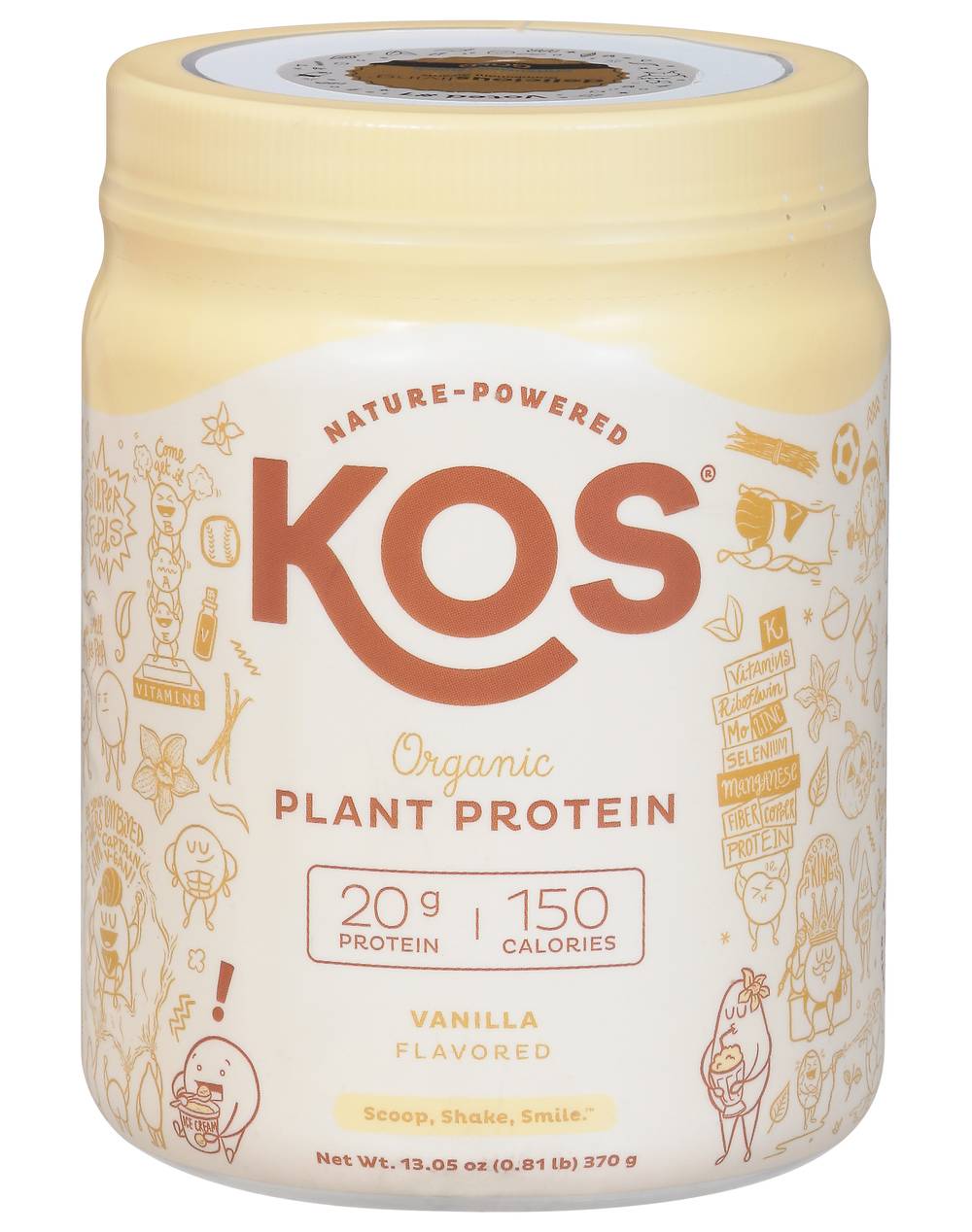 KOS Organic Vanilla Flavored Plant Protein (13.1 oz)