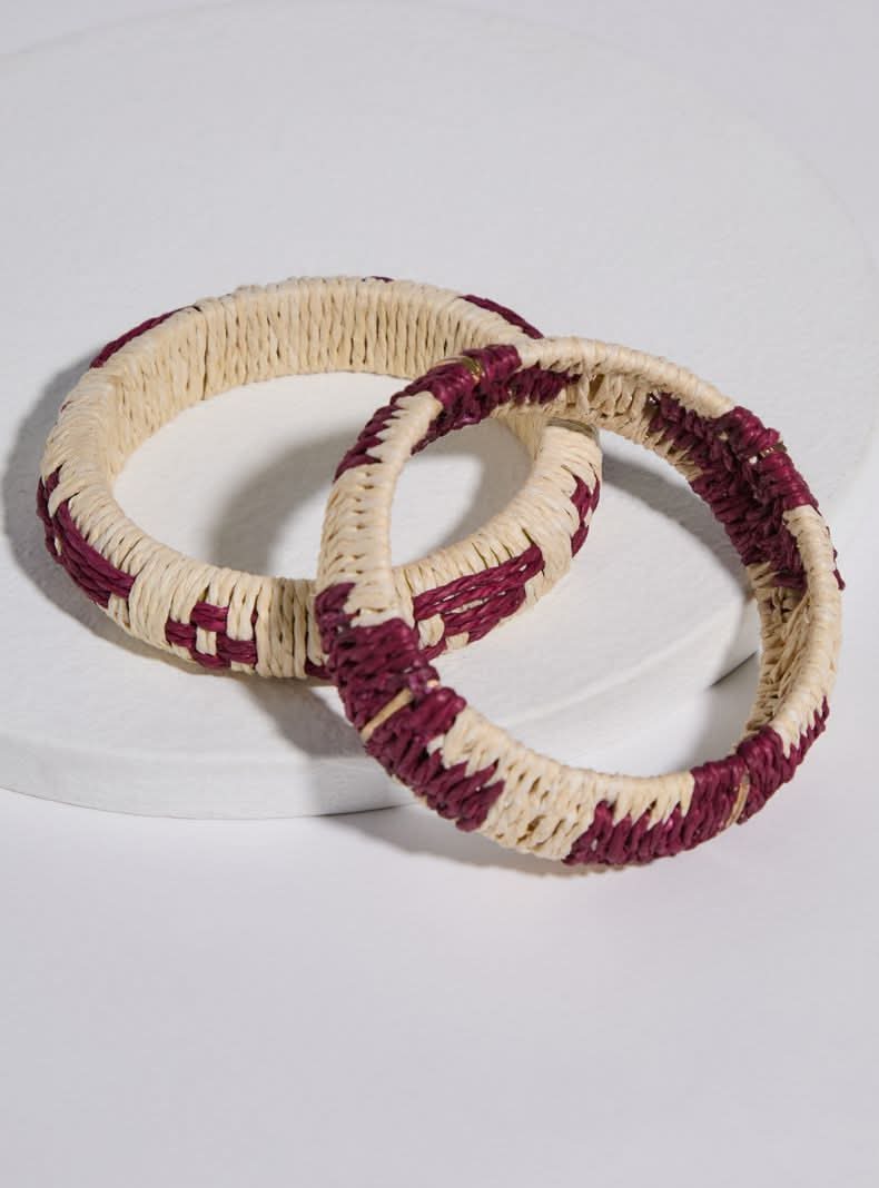 Umbrale Pulsera Pack 2 Esclavas Raffia Burdeo diseño 1 talla única