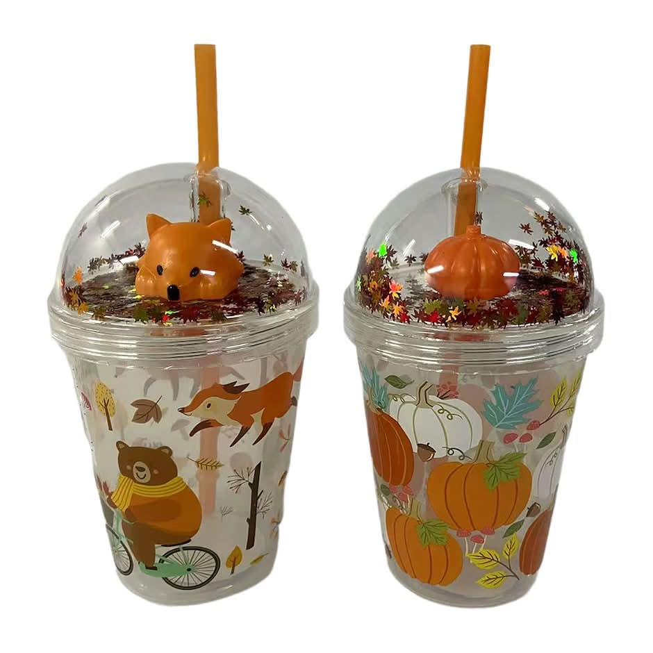Fall-themed Dome Cup With Straw, Assorted Designs, 1-ct.