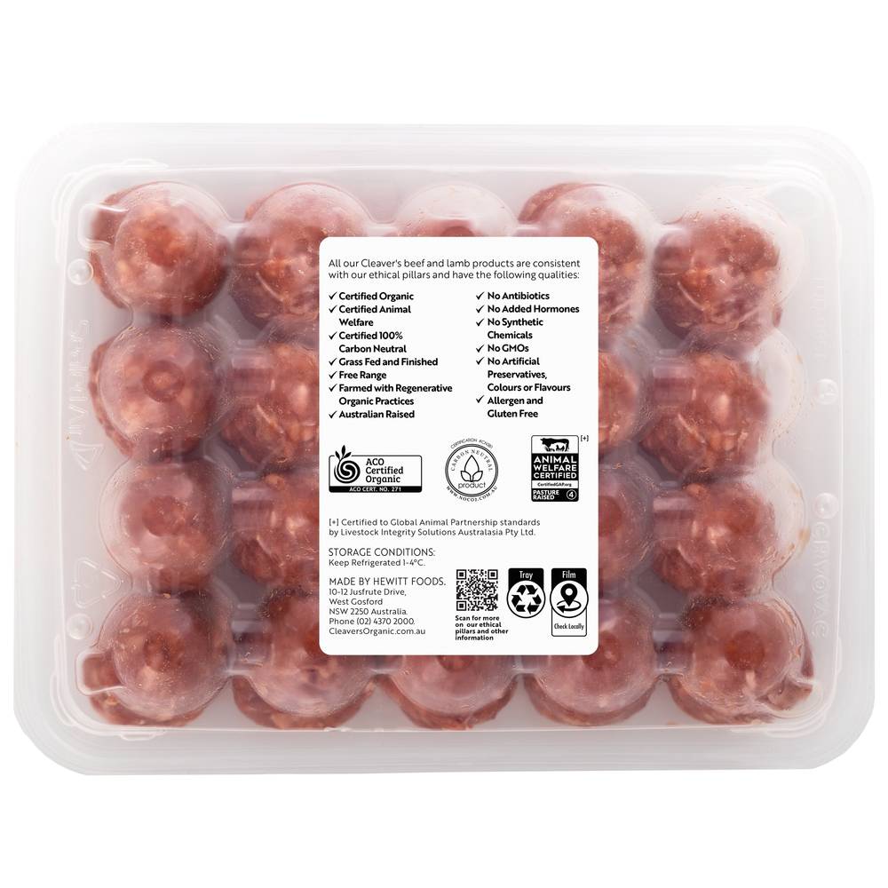 Cleaver's Organic Beef Meatballs (380g)