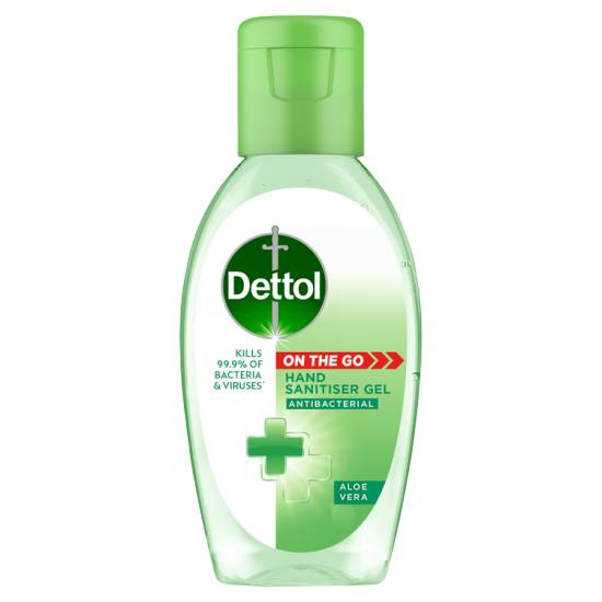 Dettol Aloe Vera, On the Go Antibacterial Hand Sanitiser Gel (50ml)