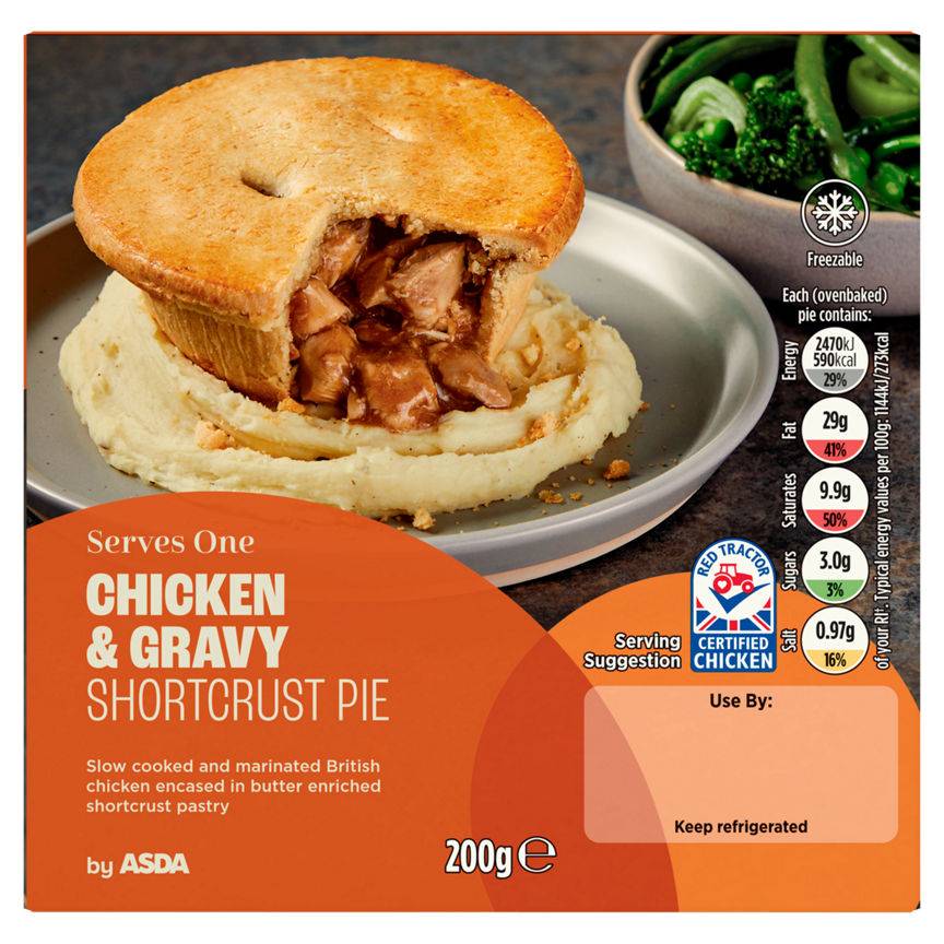 Asda Slow Cooked Chicken & Gravy Shortcrust Pastry Pie 200g