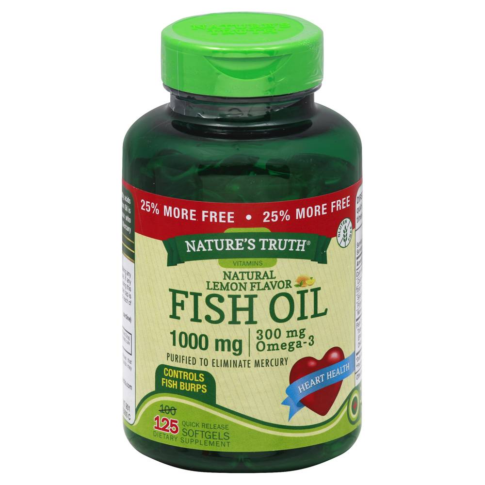 Nature's Truth Fish Oil 1000 mg & Omega-3 300 mg Lemon Flavor (125 softgels)