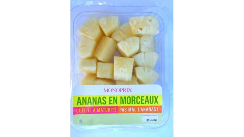 Monoprix Ananas en morceaux cueilli a maturite La barquette de 200g