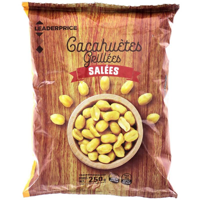 Leader Price - Cacahuètes grillées, salée (250g)