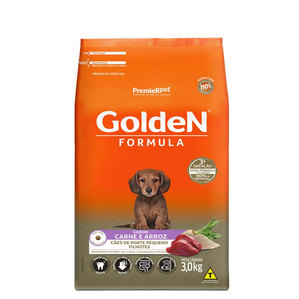 PremieRpet · Ração formula sabor carne e arroz para cães filhotes de porte pequeno golden (3 kg)