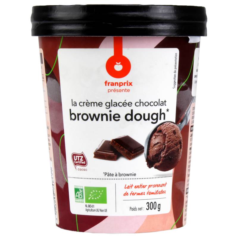 Crème glacée brownie dough Bio franprix bio 500ml