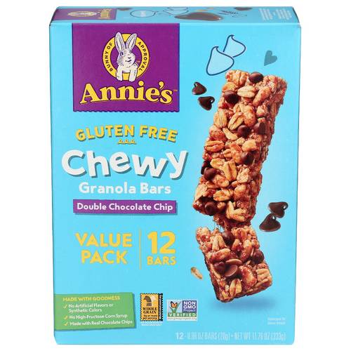 Annie's Homegrown Double Chocolate Chip Gluten Free Chewy Granola Bars, 12 Pack