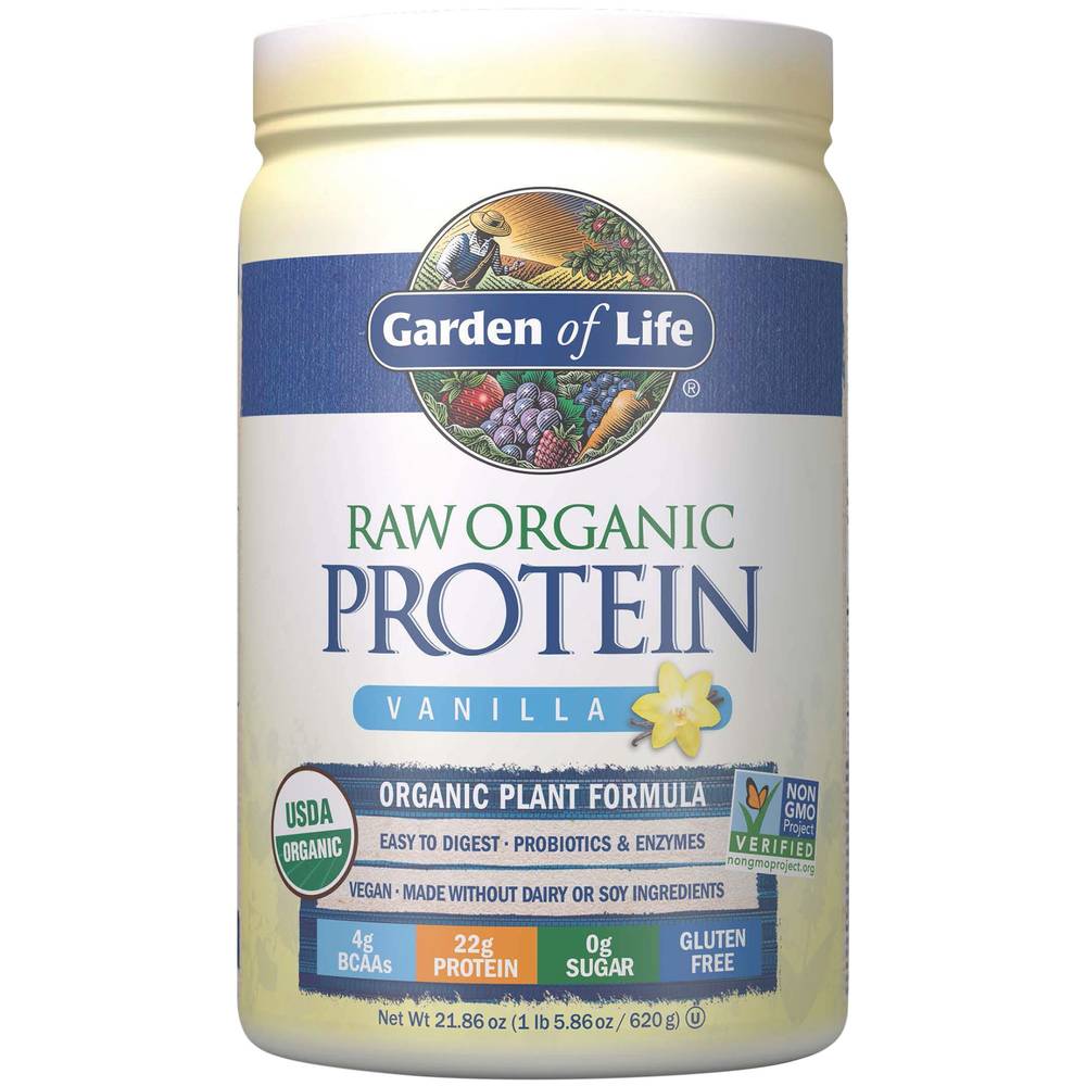 Raw Organic Protein Powder – Plant-Based – Vanilla (21.86 Oz./20 Servings)