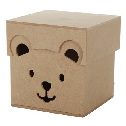 Caja de madera diseño de oso (1 pieza)