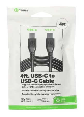 4ft USB-C To USB-C Cable Black