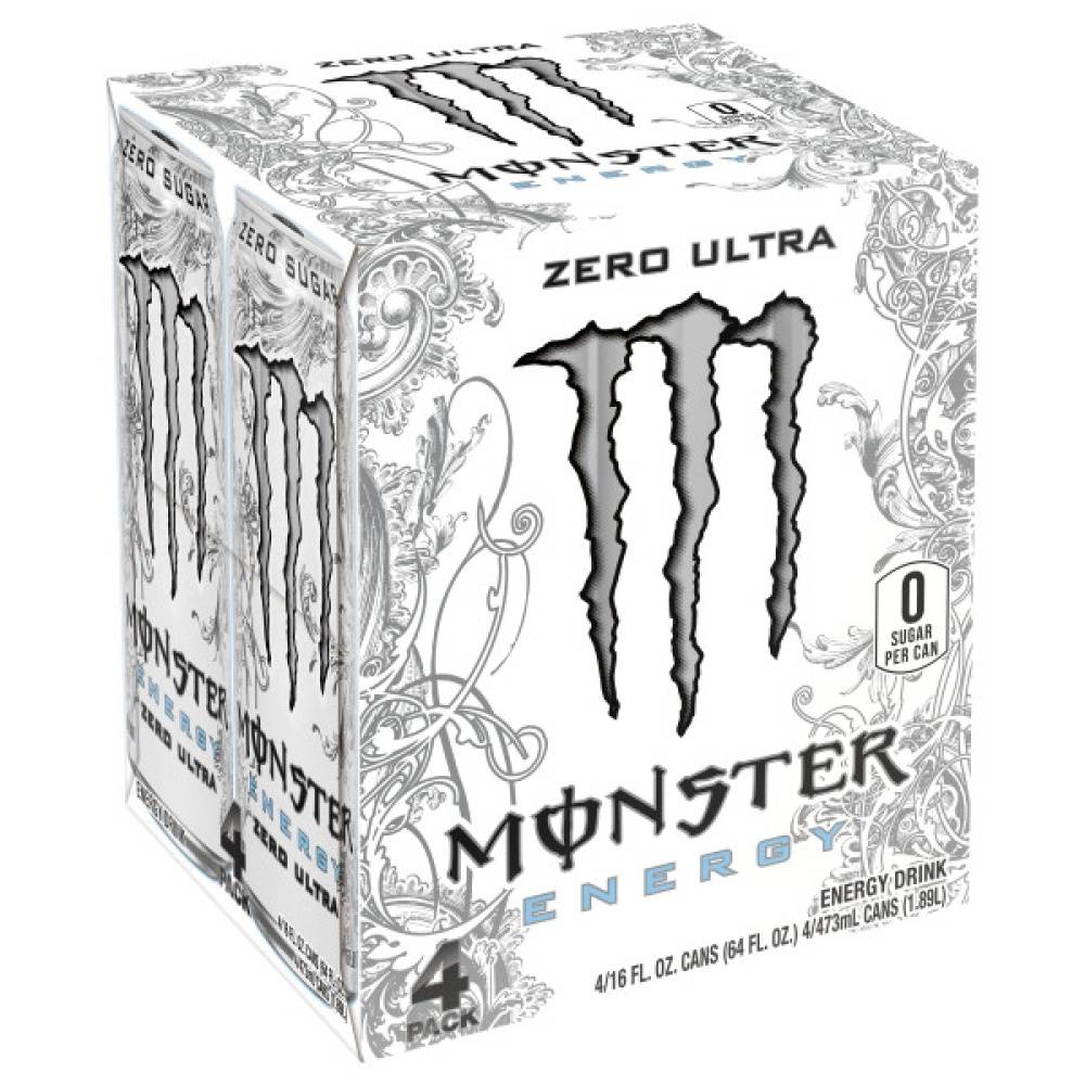 Monster Energy Zero Ultra Energy Drink (4 x 16 fl oz)