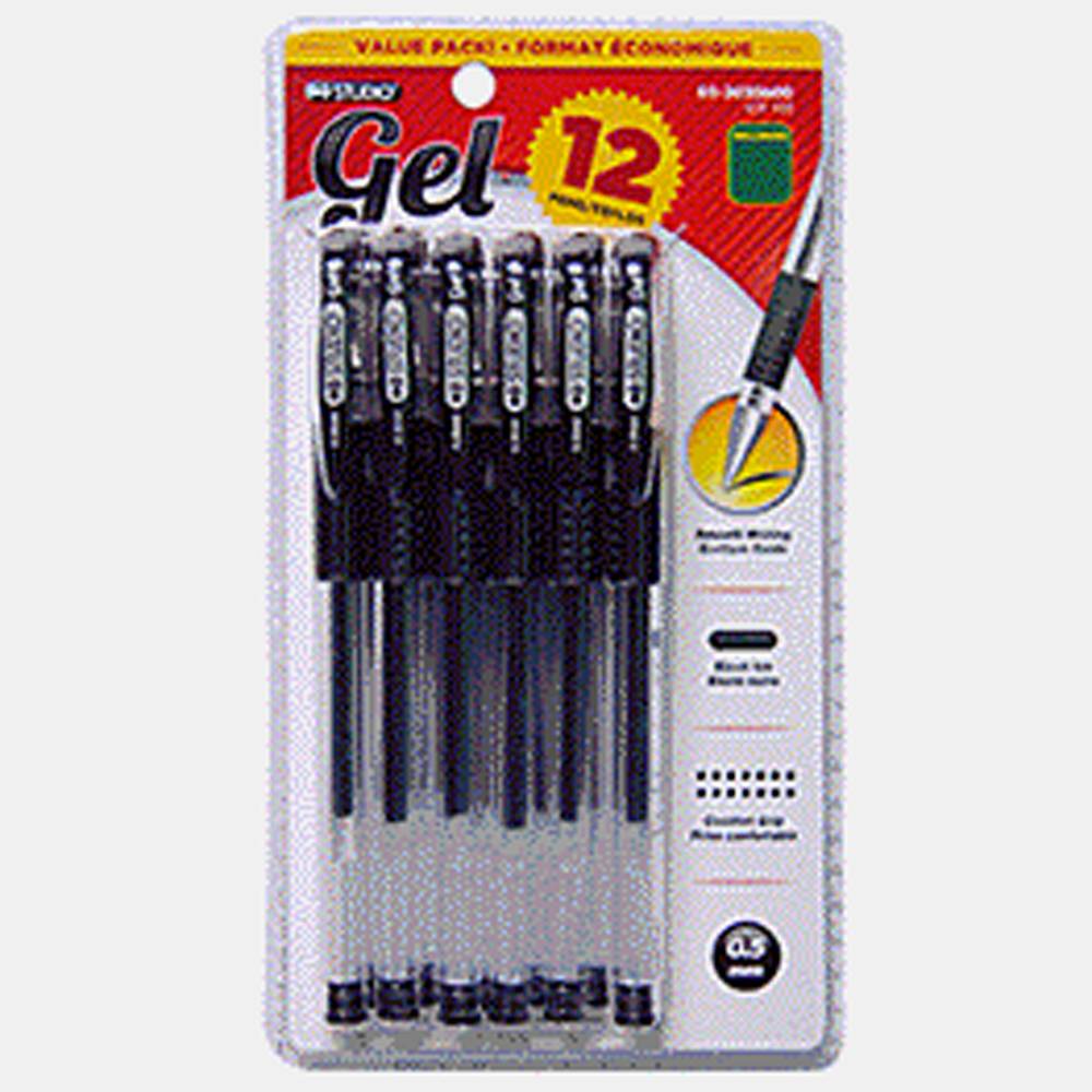 Black Gel Pens, 12 Pack