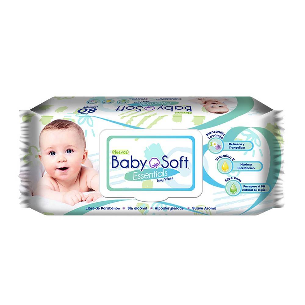 Baby soft  toallitas húmedas essentials (80 piezas)