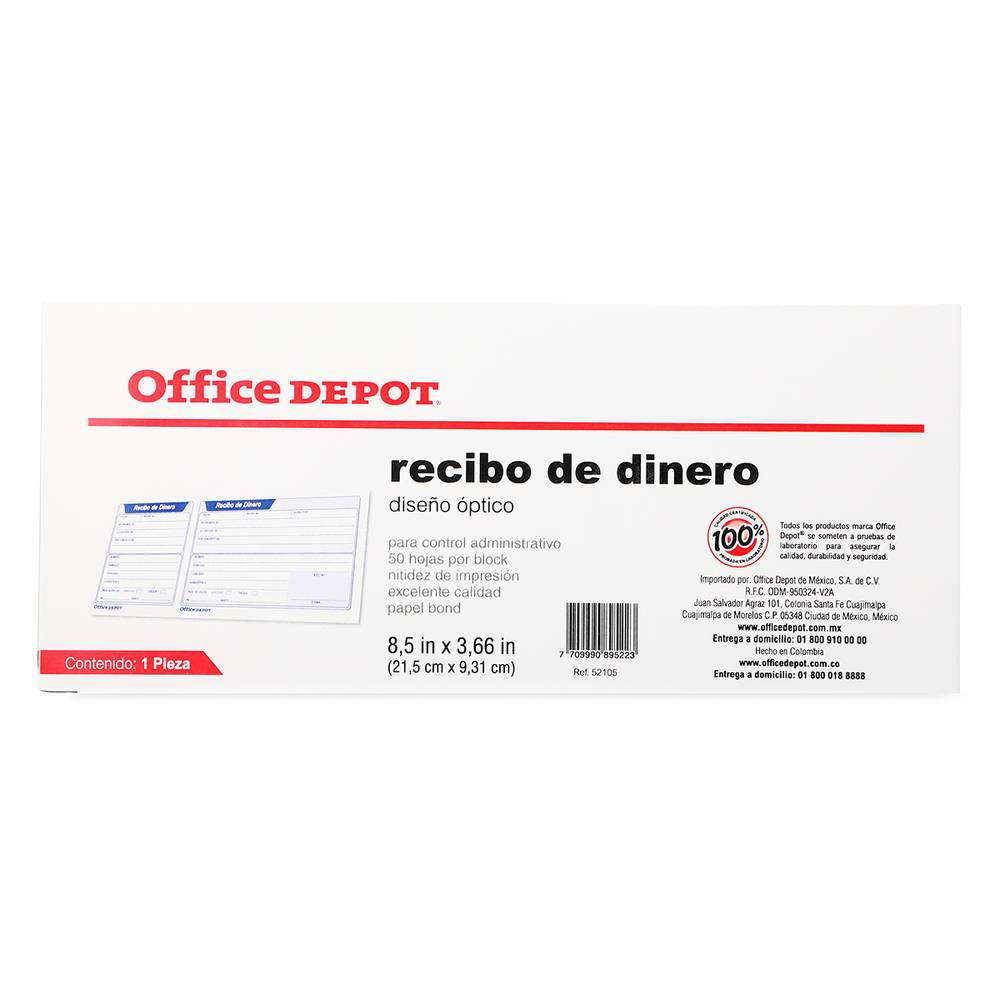 Office depot block de recibo de dinero (1 pieza)