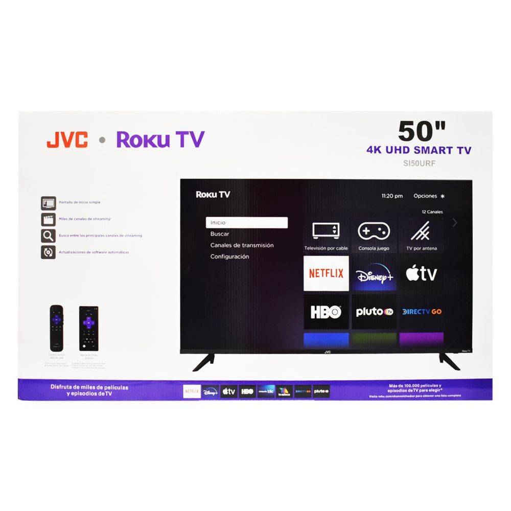 JVC · Pantalla roku frameless uhd 4k, 50"
