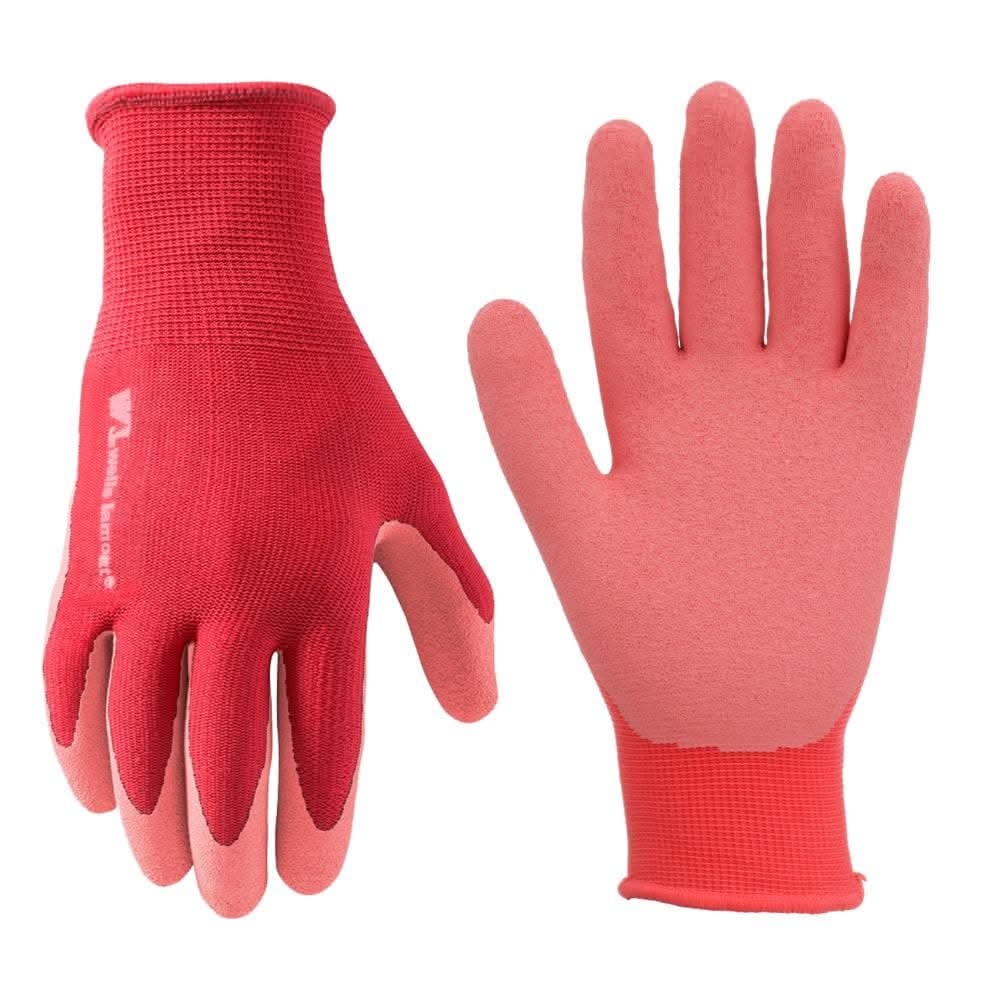 Wells Lamont Small/Medium Pink Latex dipped Polyester Gardening Gloves 1 -Pairs