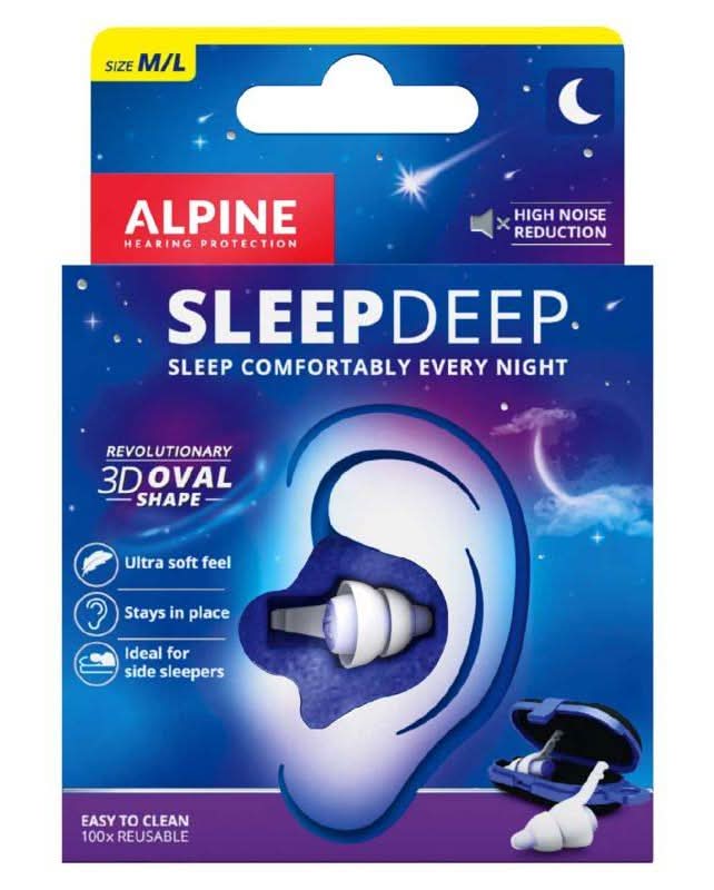 Alpine Hearing Protection Sleepdeep Soft Ear Plugs For Sleeping and Concentration New 3d Oval Shape and Noise Reducing Gel