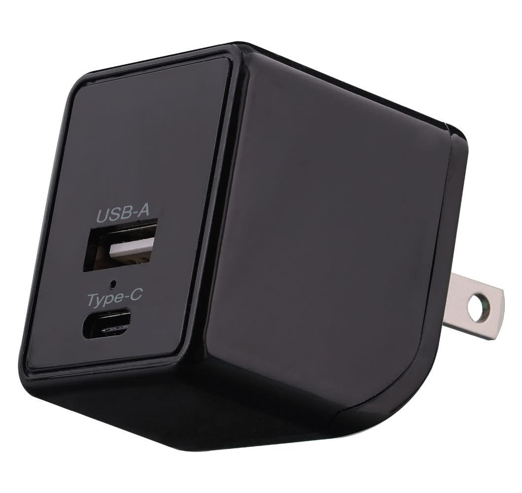 USB & USB-C Dual Wall Charger 3.1 Amp Black