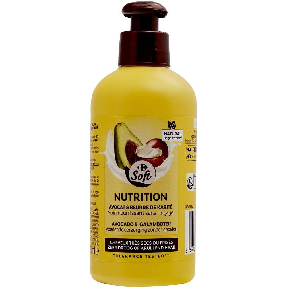 Carrefour - Crème cheveux nutrition avocat beurre de karité (200ml)