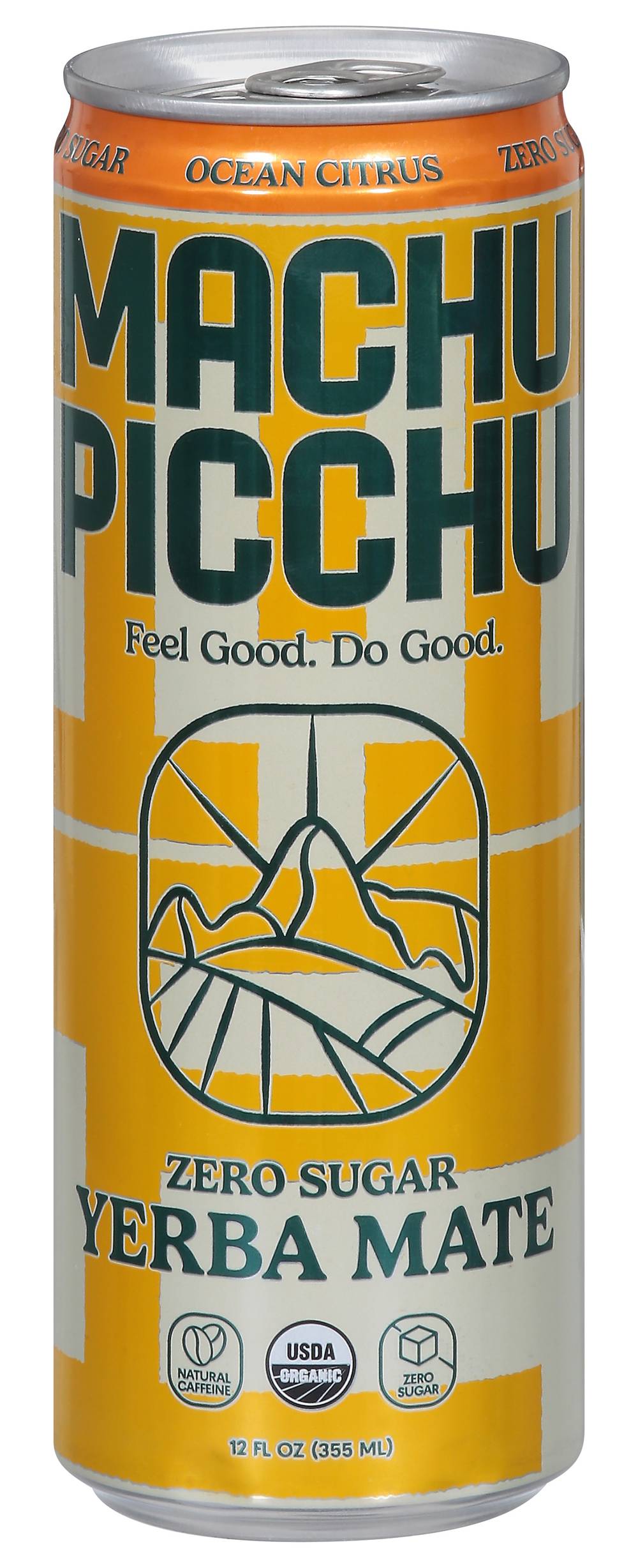 MACHU PICCHU Feel Good. Do Good. Zero Sugar Yerba Mate Energy Drink, Ocean Citrus (12 fl oz)