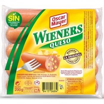 Salchichas cocidas estilo Viena Wieners con queso Oscar Mayer sin gluten 200 g.