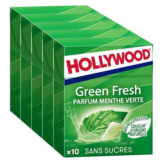 Hollywood - Chewing-gum fraîche verte sans sucres (5 pièces) (menthe verte)