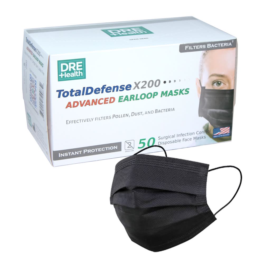 3-Ply Disposable Ear Loop Face Masks 50-Count