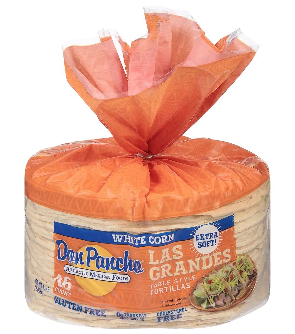 Don Pancho Las Grandes Table Style Tortillas, White Corn (4.1 lbs, 46 ct)