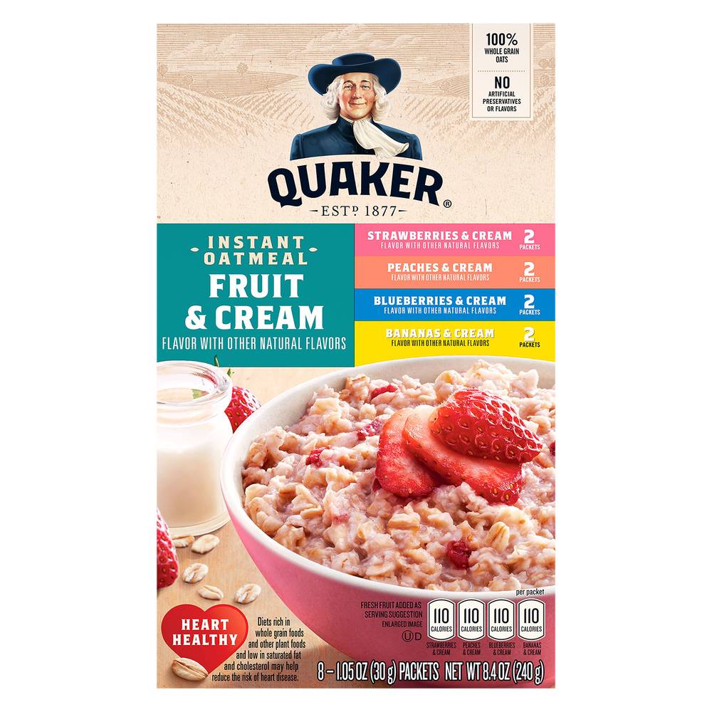 Quaker Instant Oatmeal, Fruit & Cream (105 oz, 8 ct)