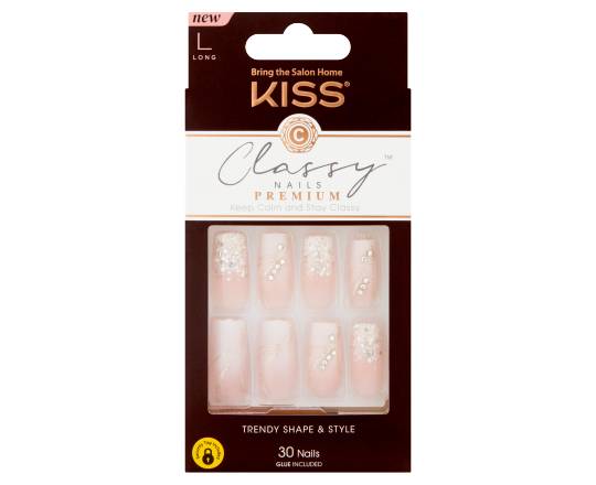 KISS Classy Long Nail Premium Kit, White & Nude (0.81 oz, 30 ct)