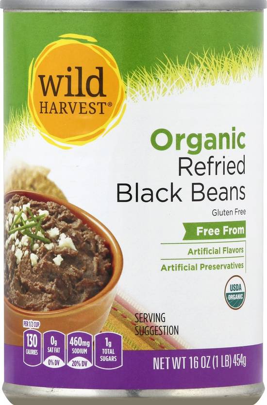 Organic Refried Black Beans Gluten Free Wild Harvest 16 oz