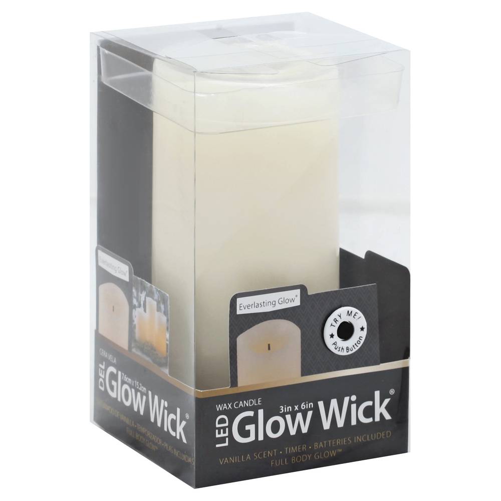 Everlasting Glow 3" X 6" Vanilla Scent Led Wax Candle (1 ct)